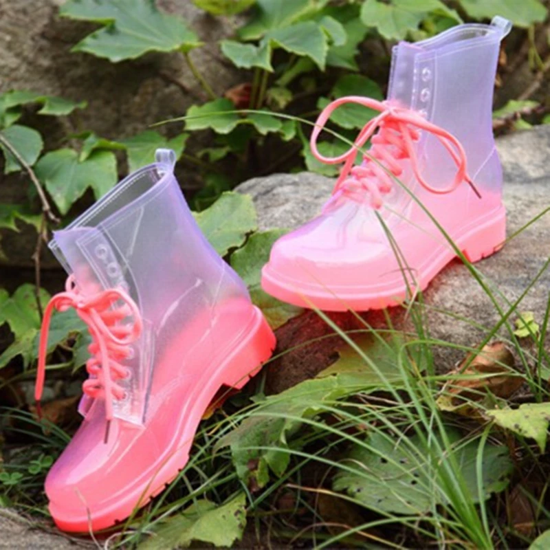 Crystal clear Martin boots Candy colored children�s rain
