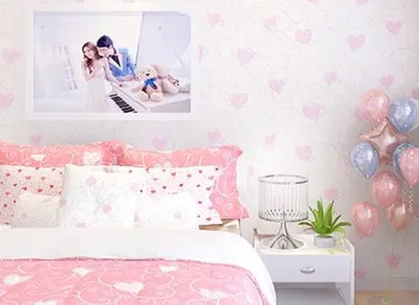 Korean Modern Simple Aesthetic Heart Wallpaper Girl Princess Pink Sweet Children Bedroom Non Woven Wallpaper Wallpaper Design Bedroom Pillowswallpaper For Childrens Bedroom Aliexpress