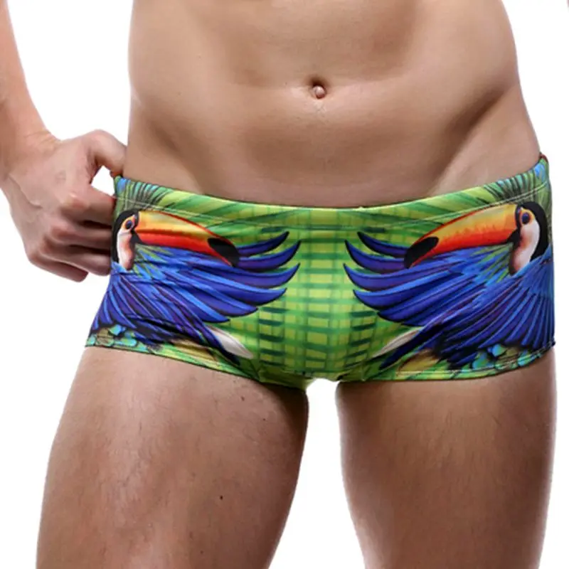 

Seobean Brand Men Swim Shorts Briefs Man Swimwear Parrot Print Swim Trunks Men Swimsuits Swimming Board Surf Shorts