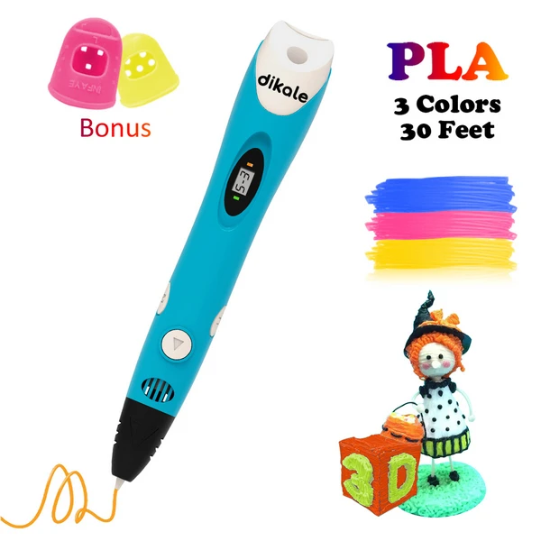 Dikale 3D печать импримантная ручка Scribble Caneta 3D Lapiz Stylo 3D импрессия ручка для рисования карандаш PLA нити для детей и взрослых подарок - Цвет: Blue PLA Filament 9m