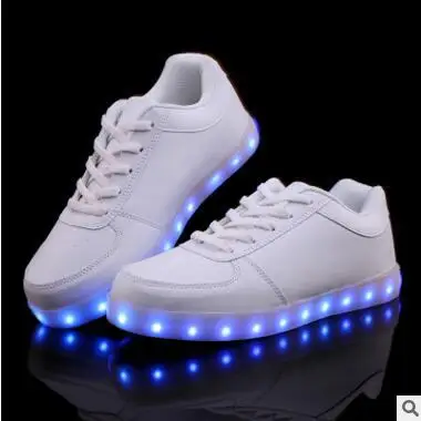 High Quality Eur Size 27-46 7 Colors Kid Luminous Sneakers Glowing USB Charge Boys LED Shoes Girls Footwear Slippers White | Обувь