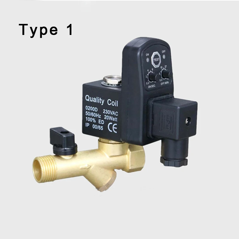 

1/2" DN15 1.6Mpa Automatic Electronic Drainer 24V 110V 220V 380V Electric Timed Air Compressed Gas Tank Drain Valve One-piece