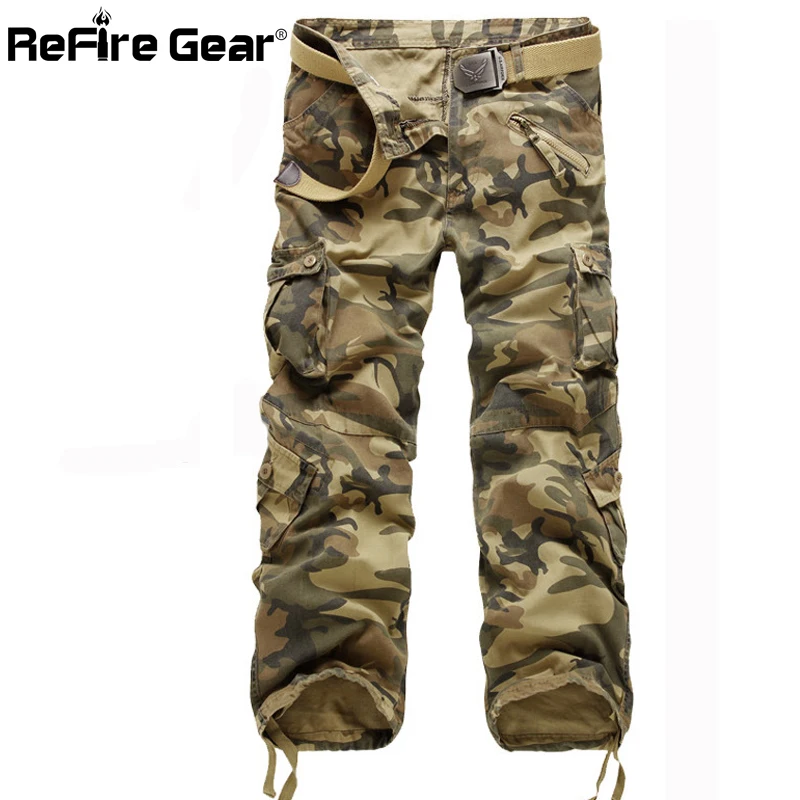 

Casual Military Style Camo Cargo Pants Men Many Pockets Camouflage Combat Trousers Cotton Fashion Army Tactical Pants for Men