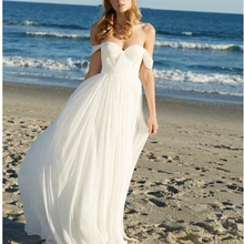 Пляжное свадебное платье новое белое свадебное шифоновое платье с открытыми плечами vestido de Casamento robe de mariage на заказ