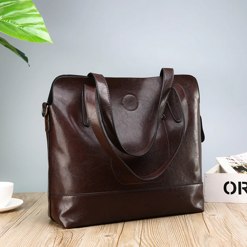 

RANYUE Leather Handbag Large Capacity Women Shoulder Bag Retro Rivet Tote Bags High Quality Casual Female Shopping Bags 2019