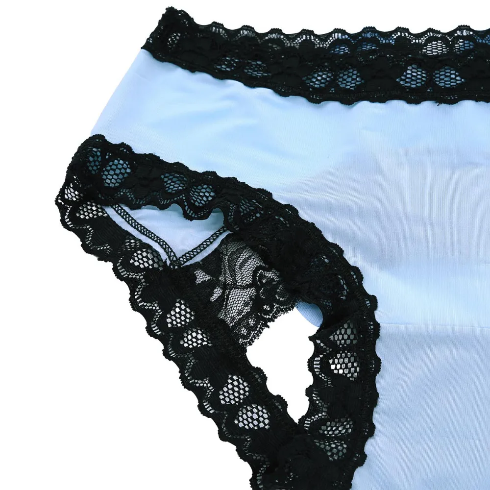 Для женщин Slinky открытой спиной полупрозрачная женские стринги кружевное белье трусики сексуальное нижнее белье трусы с кружевная бейка и атласный бант