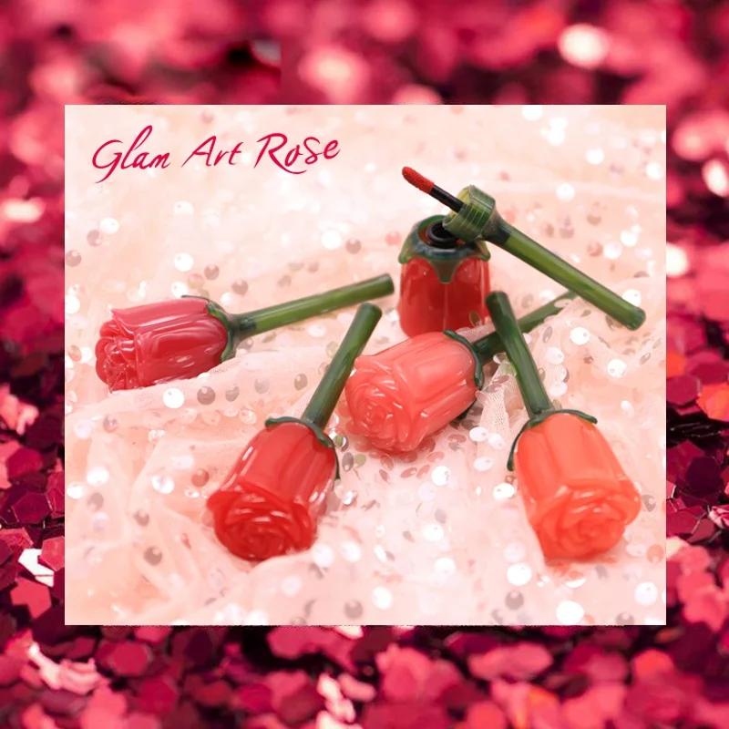 2019 Rose Shape Lip Gloss Moisturizer Lips Tint Glaze Waterproof Makeup Easy Wear Long-lasting Women Liquid Lipstick Maquaigem