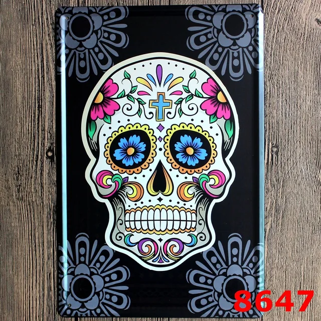 30x20cm Skull Vintage Home Decor Tin Sign Wall Metal 30x20cm Skull Vintage Home Decor Tin Sign Wall Metal Art Poster Retro Plaque