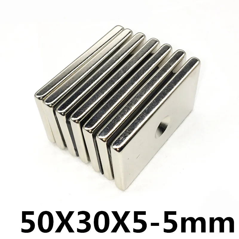 

*1pcs 50x30x5mm hole 5mm N35 Strong Square NdFeB Rare Earth Magnet 50*30*5 mm 2hole 5mm