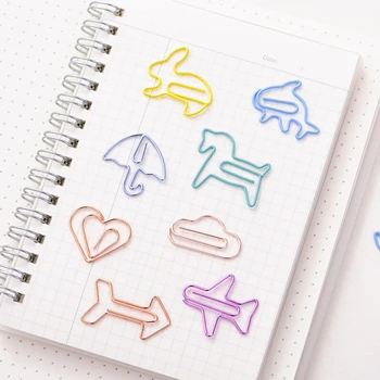 

12Pcs New Cute Cartoon Animals Plane Umbrella Shape Mini Paper Clips Clear Binder Clips Tickets Notes Letter Paper Clip