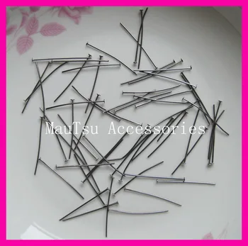 

650pcs 3.2cm 1.25" Gunmetal Black plain T Metal Headpin Pins with flat pad top as jewelry findings at lead free and nickle free