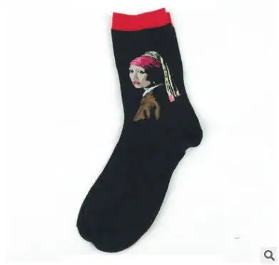 Мужские повседневные носки из чесаного хлопка Наполеон Иисус Мона Лиза Знаменитые Картины маслом Красочные - Цвет: SS3317