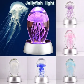 

Hot Sale Creative Jellyfish Model 3D LED Night Light Crystal Glass Lamp Home Decoration Gift for Girl kids