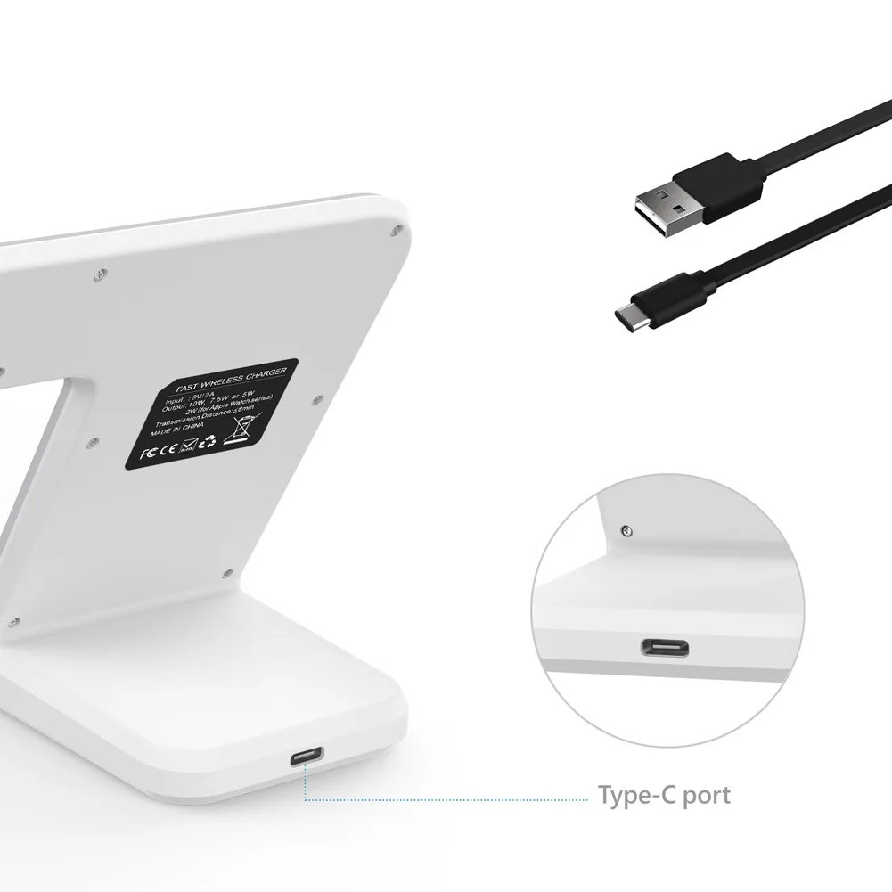 

2 In 1 Qi Wireless Fast Charger Dock Station Stand For Apple Watch iPhone X 8 @JH