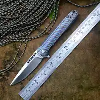 Y-START New Pocket Folding Knife S35VN blade Satin finished Flame Titanium handle Hunting Outdoor Camping Knife LK5015F