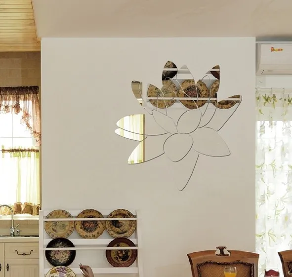 

Зеркальная Наклейка MEYA Lotus Flower, 3D наклейка, акриловая Зеркальная Наклейка, 50*50 см