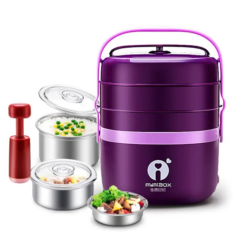 

DFH-K8 Pluggable Insulation Heating Lunch Box Three Layers Hot Rice Cooker Cooking Electric 304 Stainless Steel Lunch Box