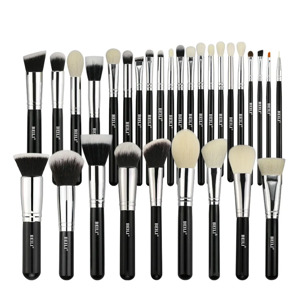 

BEILI Black Complete Professional Natural goat hair Foundation Powder Concealer Contour Eyes Blending 30pcs Makeup Brush set