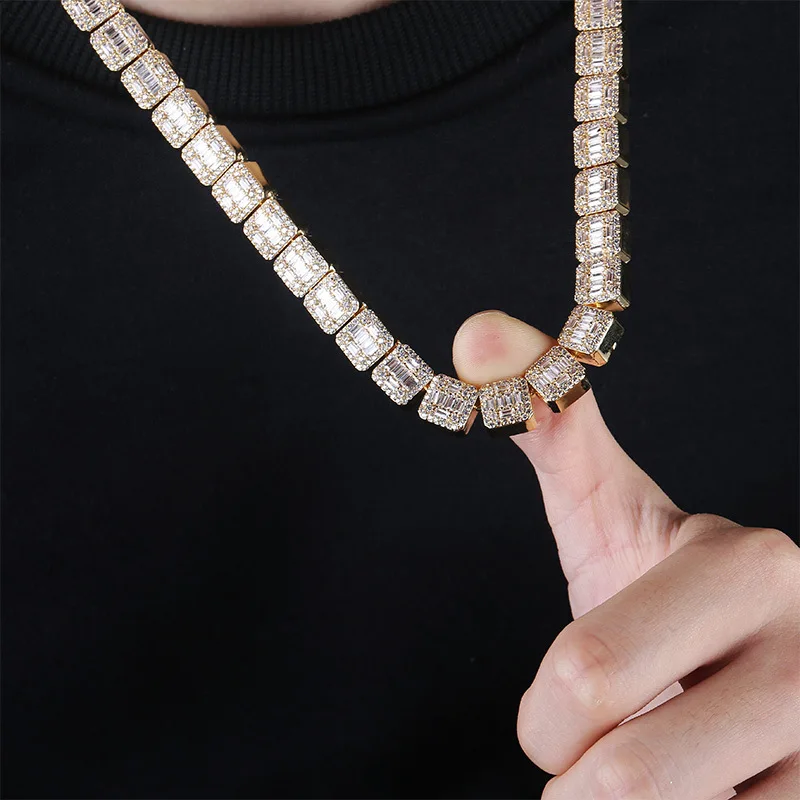 10 мм золото серебро Bling Iced Out теннисная цепь решетки AAA CZ камень кубический циркон Чокеры ожерелья для мужчин хип хоп ювелирные изделия