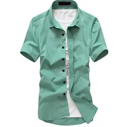 Мода 2019 рубашка молодой Досуг сплошной повседневное Хлопок Дешевые Slim Fit сезон: весна-лето для мужчин рубашка с короткими рукавами