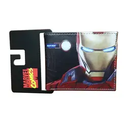 Прекрасный мультфильм аниме Ironman бумажник carteira Marvel Comics Железный человек кошелек доллар цена подарок для мальчиков и девочек Кожаные