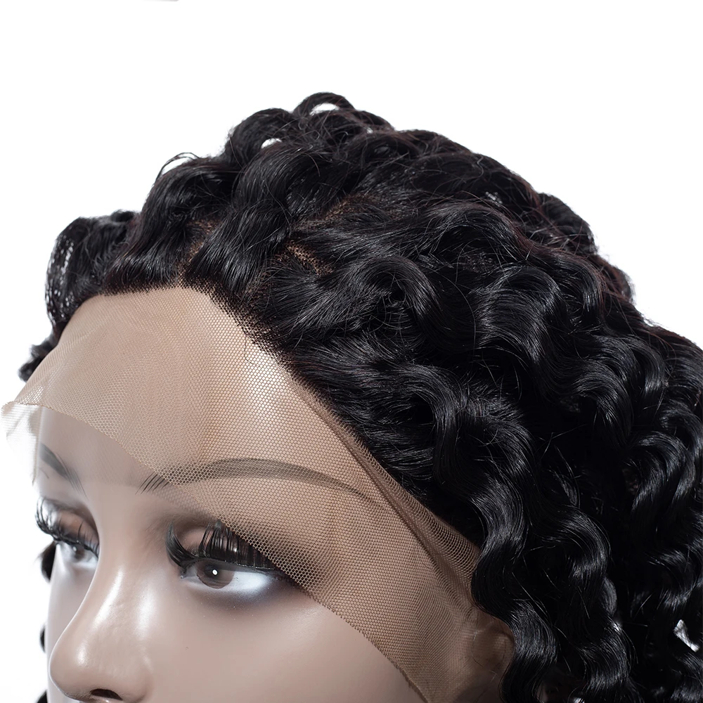 QT 360 Lace Frontal Wig Brazilian Deep Wave Lace Frontal Human Hair Wigs For Women Natural Black Remy Hair