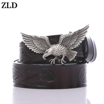 

ZLD Brand 2018 Eagle head man belt Luxury Genuine Leather Men High Quality belts new fashion cowboy waist strap jeans