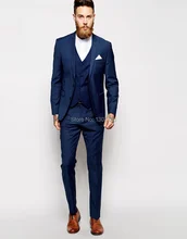 Maß Marineblau Männer Anzug, Maßgeschneiderte Anzug, Männer Bespoke Hochzeitsanzug, Slim Fit Bräutigam Smoking Für Männer (Jacke + Pants + Weste))