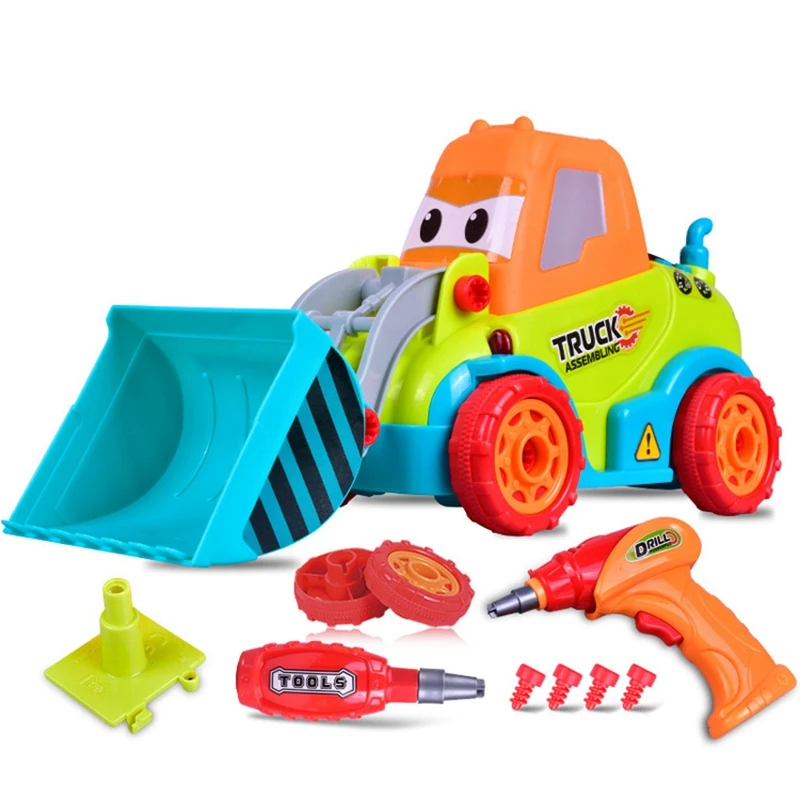 FBIL-детский винт DIY разборка в сборе Электрический бульдозер игрушки инженерный автомобиль мультфильм экскаватор наборы головоломки Enginee