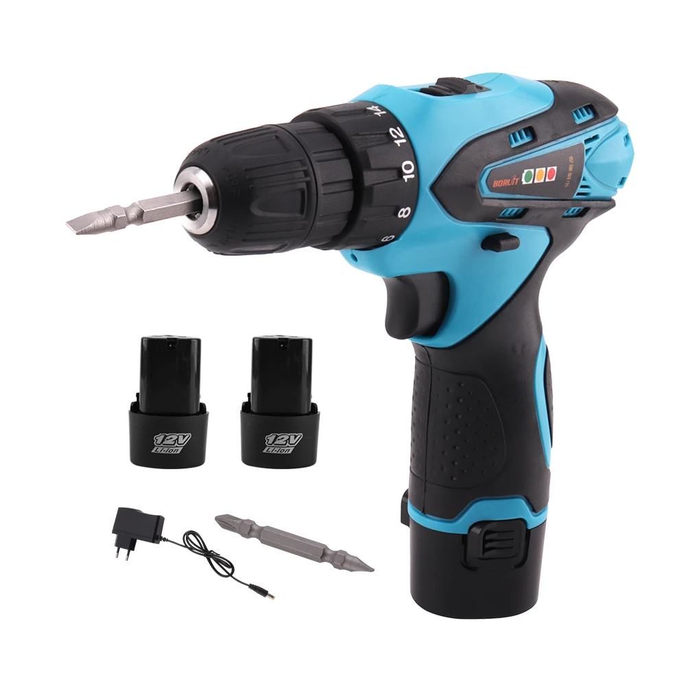 BORUiT 12V Electric Screwdriver Cordless Electric Drill Multi-function Power Tools with Lithium Battery