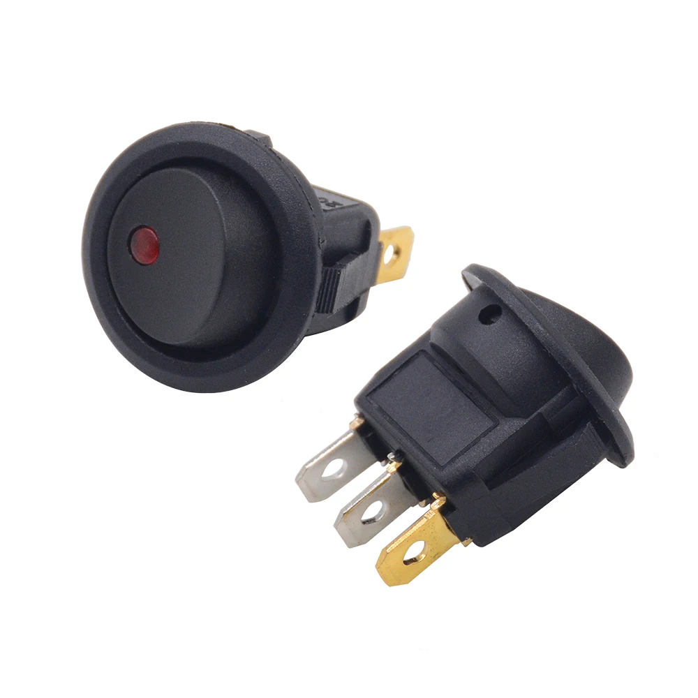 

1pc SPST Switch 12V led rocker switch Led Dot Light 3 Pin ON-OFF Round Rocker Dot Boat Switch LED illuminated Dash Boat Toggle