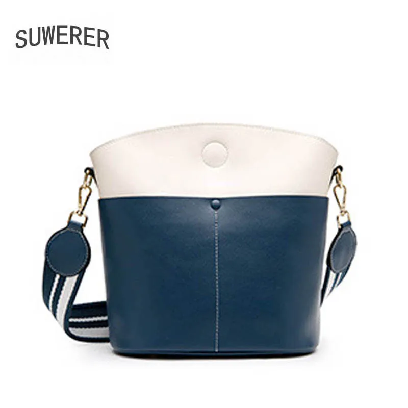 

SUWERER 2019 New women leather bag fashion bucket bag luxury schoudertas dames famous brand women leather shoulder Crossbody bag
