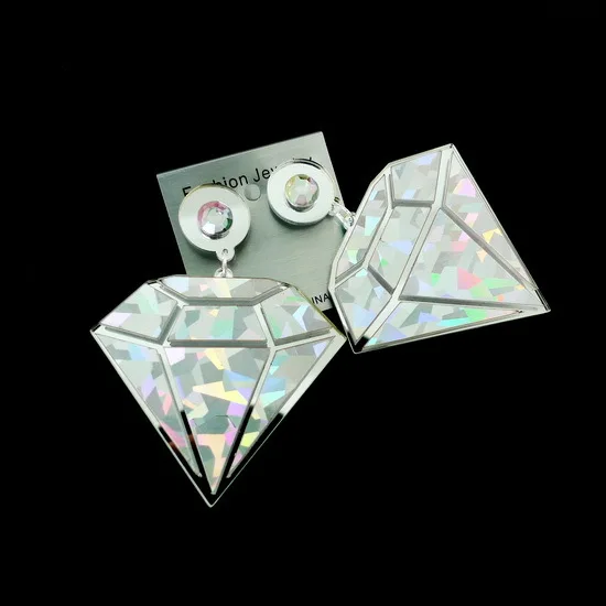 

Laser Hologram Acrylic Gold Silver Drop Earrings Punk Rock Fashion Sexy Big Geometric Dangle Earrings for Women Party Jewelry