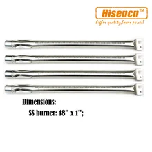 Hisencn 19351 4pcs/pk BBQ Grill Barbecue Stainless Steel Burner Replacement for Select Ducane Gas Grill Models