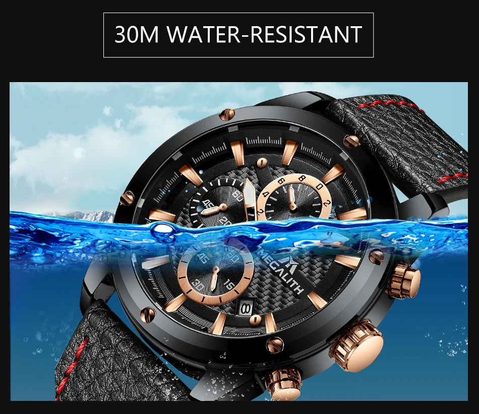 Relogio masculino MEGALITH мужские часы лучший бренд класса люкс спортивные часы хронограф водонепроницаемые кварцевые наручные часы для мужчин 8004