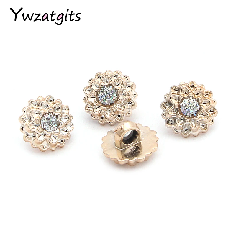 

ywzatgits 20pcs/50pcs 12mm Rose gold Flower-shaped Rhinestone Shank Buttons DIY Clothing Sewing Accessories Materials 004010124
