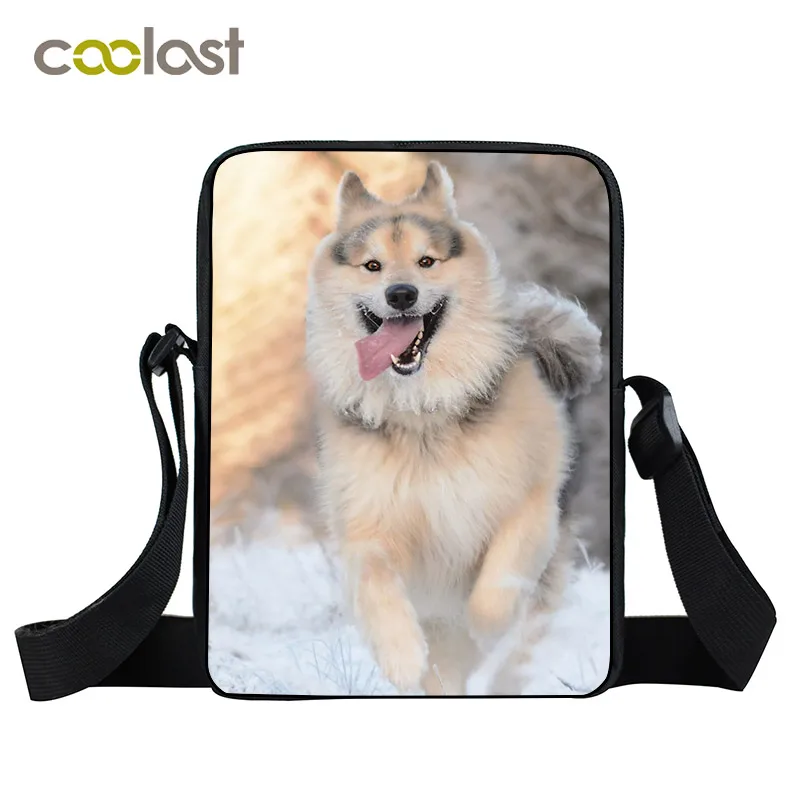 

Lovely Tongue Out Husky Small Messenger Bags for Teens Girls School Bags Mini Crossbody Bags Travel Shoulder Bags Husky With Hat