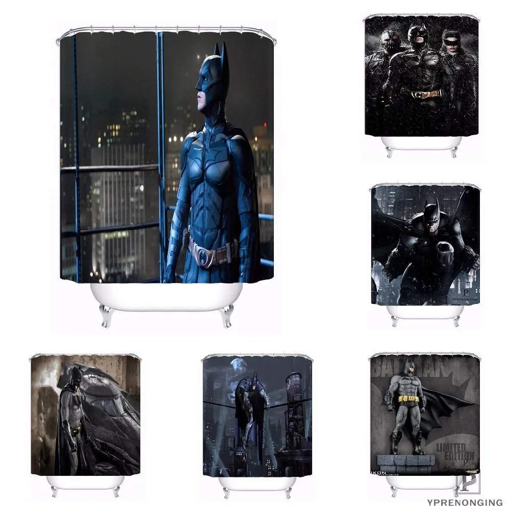Продажа Пользовательский черный Batman Movie Водонепроницаемый душ Шторы Главная Ванна Ванная комната s крючки полиэфирной ткани Multi Sizes180509 17
