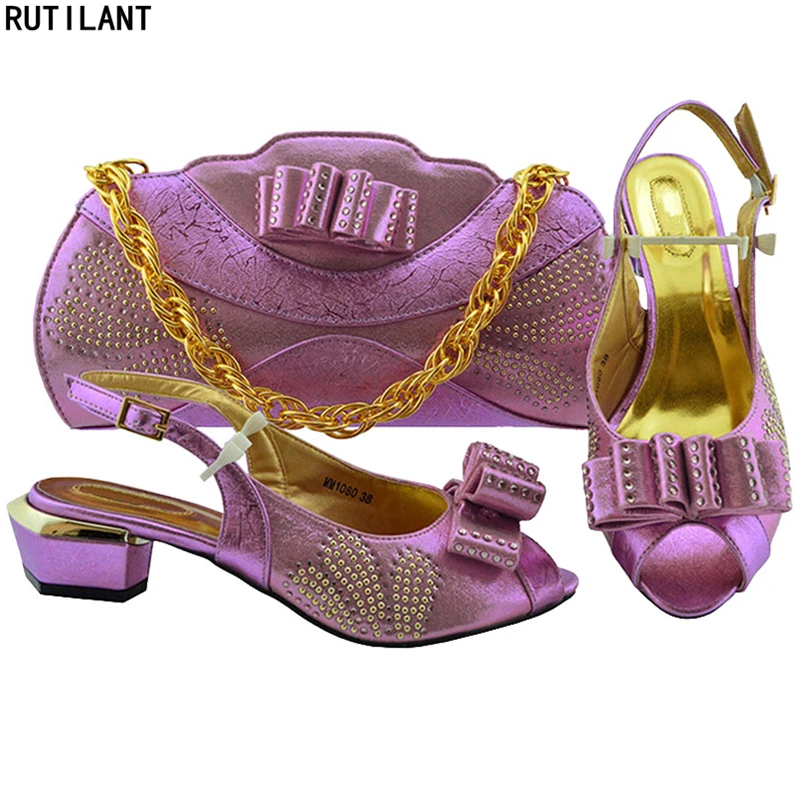 

Fashion Shoe and Matching Bag for Nigeria Party Luxury Shoes Women Designers Low Heels Elegant Women Wedding Pumps with Purse