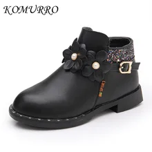

Kids Boots For Girl PU Leather Ankle Boots New 2018 Autumn Princess Flowers Girl Shoes Children Winter Shoes Boots Size 27-37