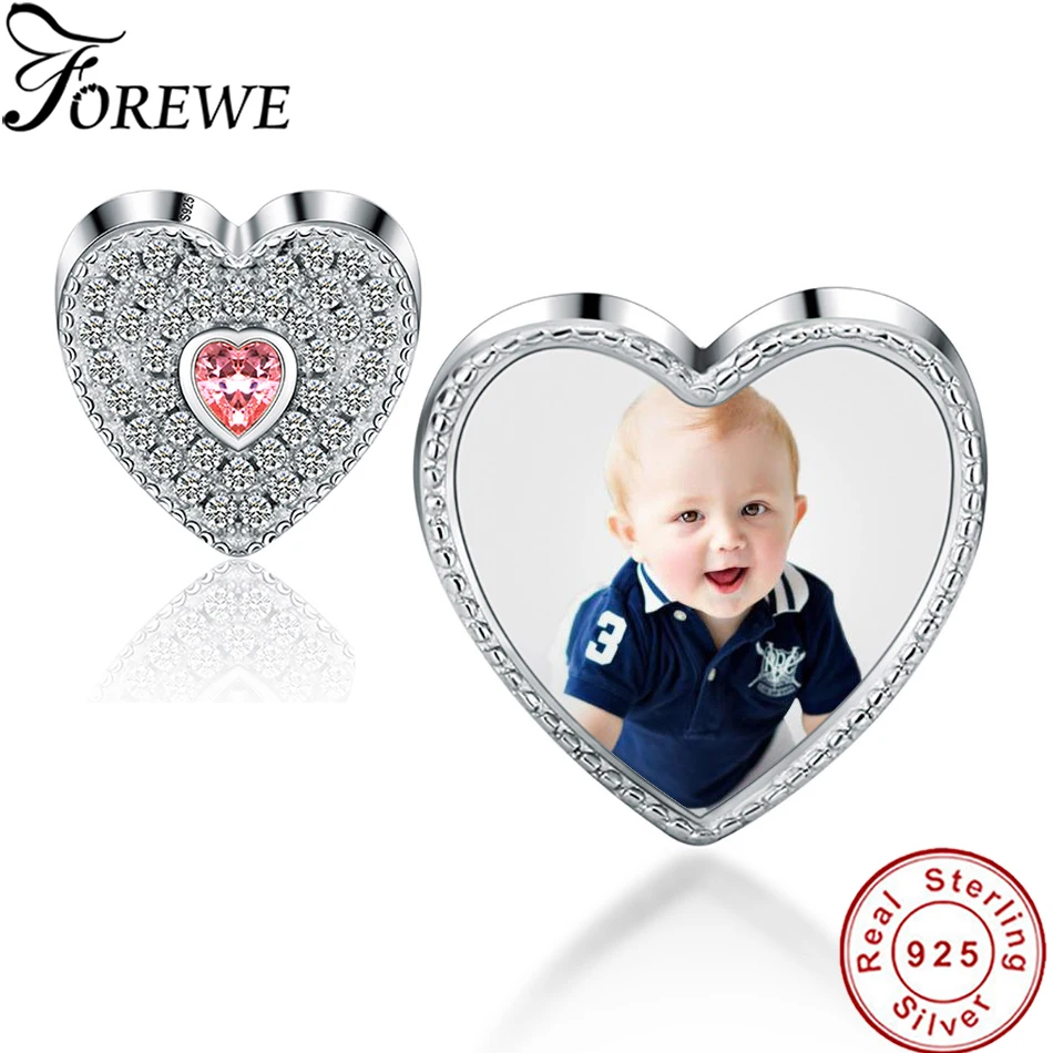 Personalized Custom Photo Bead Charm 100% 925 Sterling Silver Crystal Beads Fit Pandora Original 