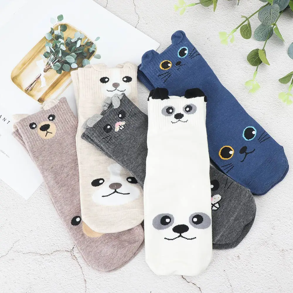 Милые Носки с рисунком; повседневные женские теплые носки с принтом Больших Глаз; удобные хлопковые носки средней длины