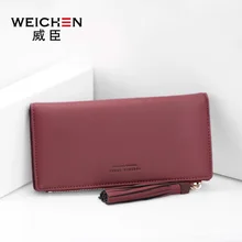 WEICHEN Women Wallet Cell Phone Pocket Tassel Female Leather Purse For Girls Photo Holder Credit Card