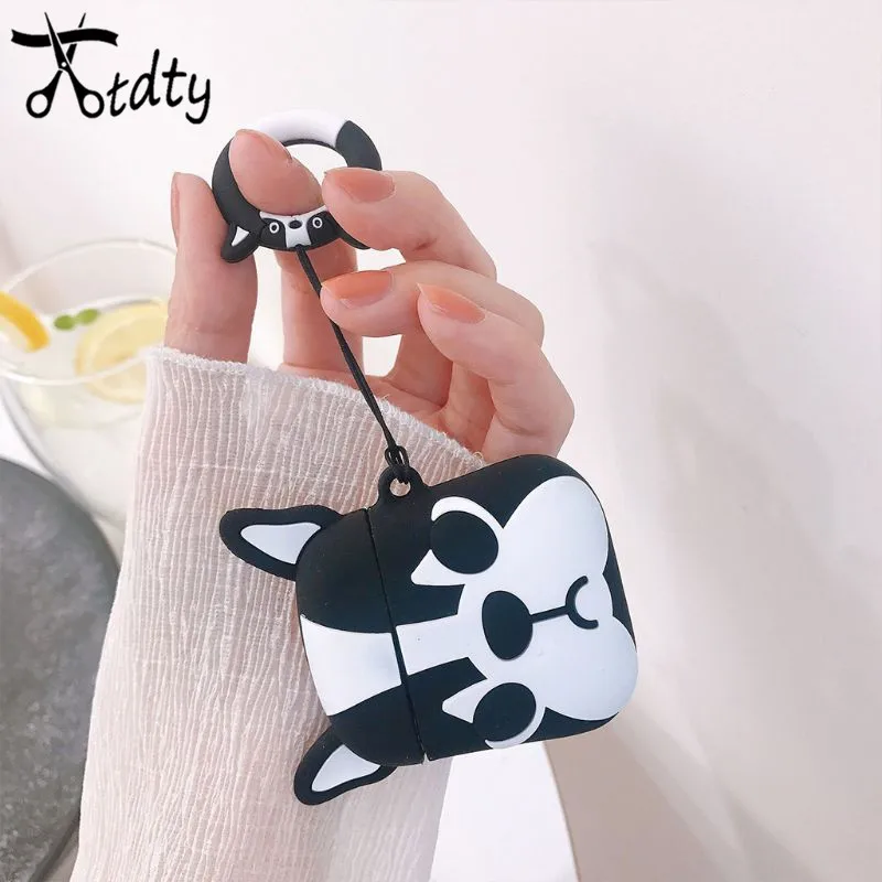Fashion Cute Bulldog Soft Silicone Protective Cover Shockproof Case Skin for Airpods 1/2 Charging Box dropshipping