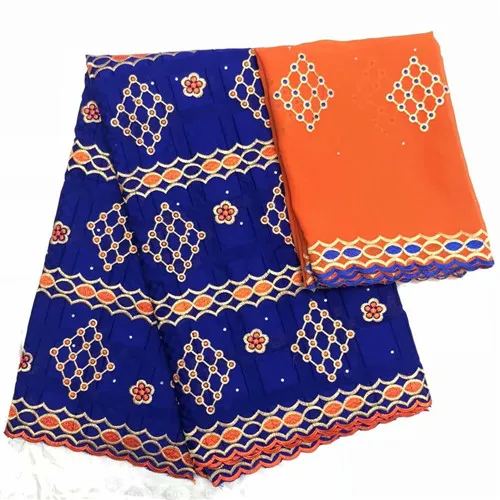 В нигерийском стиле кружево ткани dentelle broderie Африканский швейцарская вуаль свадебные ткань из Дубая Котон fabric7yard/lotLYB - Цвет: Синий