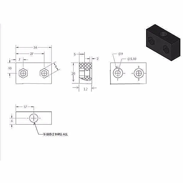 3d гайка для принтера T openbuilds тип анти-люфт блок T8 винт 8 мм свинец 2 мм 4 мм