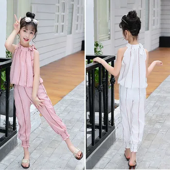 

Girls Clothing Sets 2019 New Summer Fashion Children Sleeveless Vest +Casual Pants 2Pcs Girls Clothes Suits For Teenager 4-10T