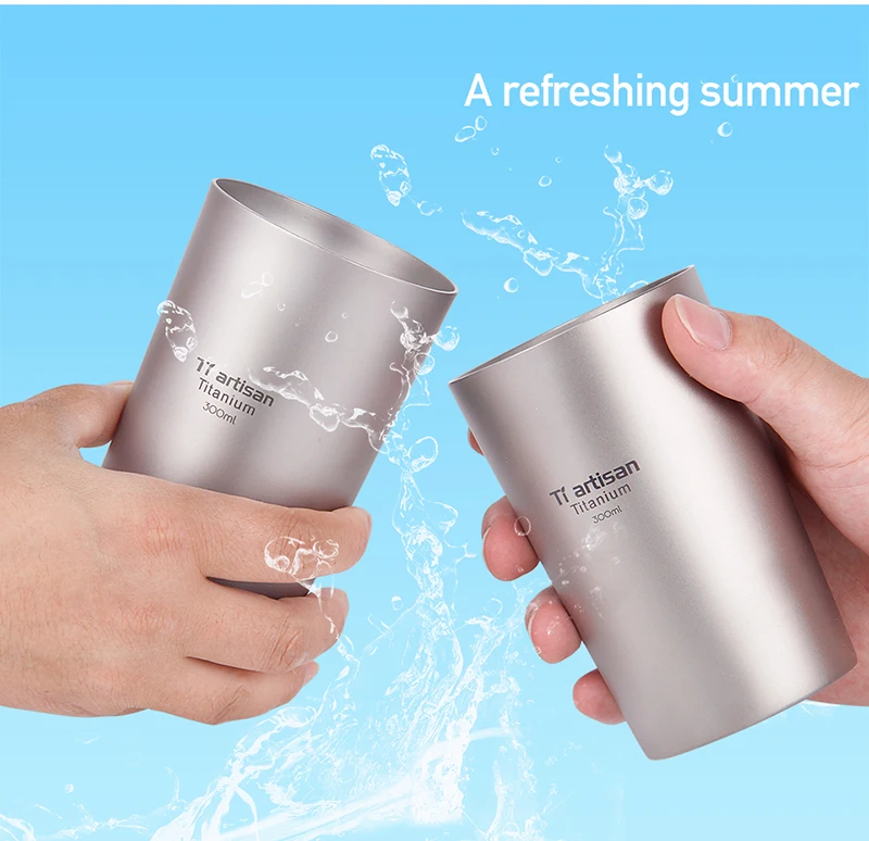 Caneca de Café Copo de Acampamento ao ar Acampamento de Titânio Caneca de Chá Copo de Cerveja Dupla de Viagem ao ar Caneca Livre Puro Beber Parede Equipamentos 300ml 3 Cheap Louça para ar livre