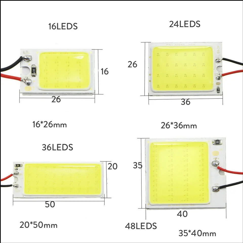 T10 COB 16 24 36 48 чипов W5W C5W Festoon BA9S 3 адаптера Светодиодная панель для автомобиля