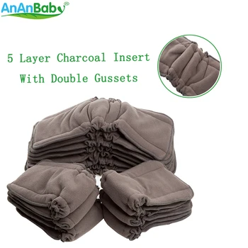 

90pcs/lot 5 Layers Bamboo Charcoal Gusset Inserts Washable Bamboo Inserts